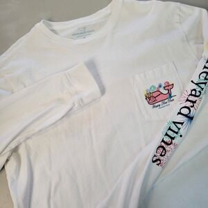 Vineyard Vines Happy New Year 2021 Whale Fireworks‎ Long Sleeve T Shirt Size M